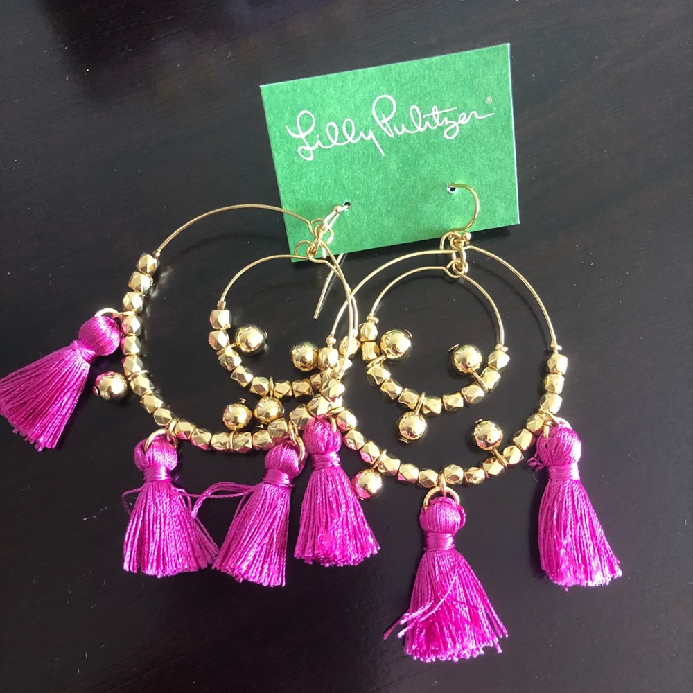 Lilly Pulitzer tassel hoop earrings